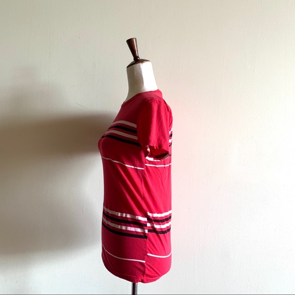 URBAN OUTFITTERS Retro tee Medium Red Pink Black Striped T-shirt 70s style - Picture 4 of 10